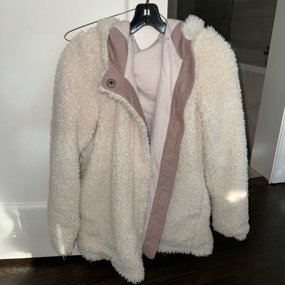 Free people fuzzy fur hooded sweater jacket size small - Picture 4 of 6